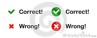 Set checkmark icons set. Correct and wrong concept. Tick and cross sign. Vector Vector Illustration