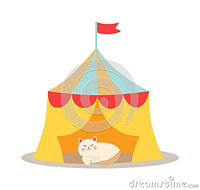 Set of cheerful circus playing cats vector illustration. Vector Illustration