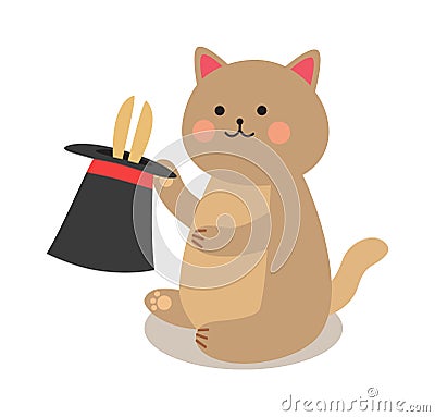 Set of cheerful circus playing cats vector illustration. Vector Illustration