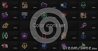 Set of Chef, Documents and Search flight line icons. For design. Vector Vector Illustration