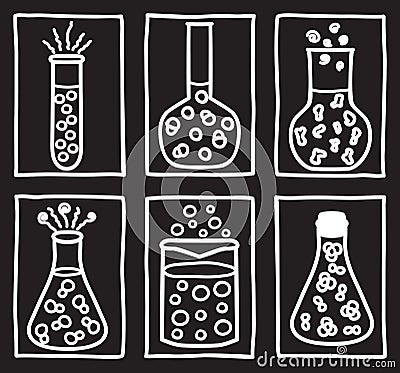 Set of chemical test tubes Vector Illustration