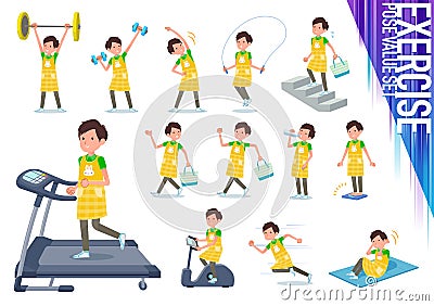 Flat type Childminder men_exercise Vector Illustration