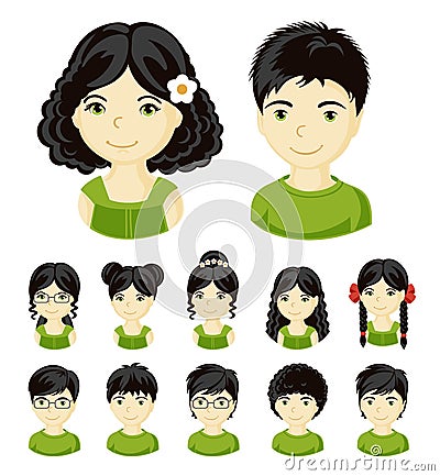 Set of children faces. Vector Illustration