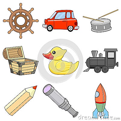 Set of children toys Cartoon Illustration