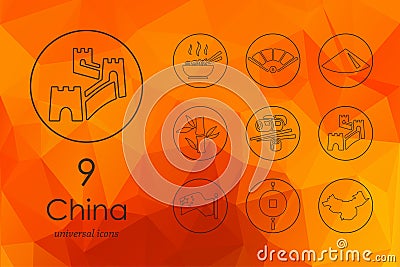 Set of China icons Vector Illustration