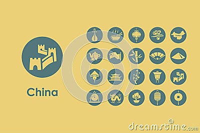 Set of China simple icons Vector Illustration