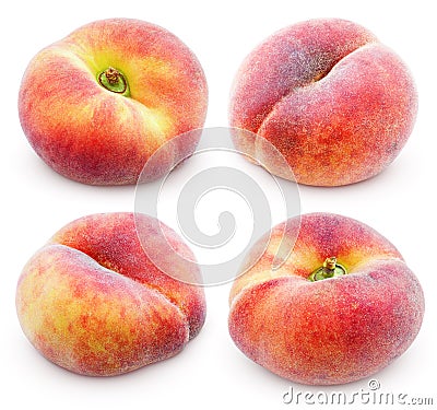 Set of chinese flat donut peaches on white Stock Photo