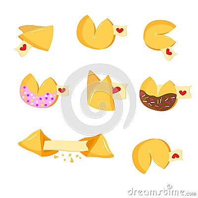 Set with Chinese fortune cookies. Vector Illustration