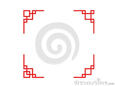 Set of Chinese line corner in classic style Vector Illustration