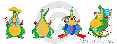 A set of Chinese posters with a green dragon and an inscription. Asian festive new year banner, poster and menu flyer template Vector Illustration