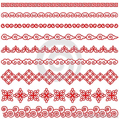 Set of Chinese style borders. Vector Illustration