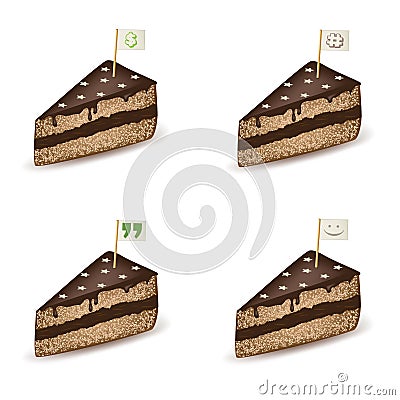 Chocolate Cake Flag Set Stock Photo