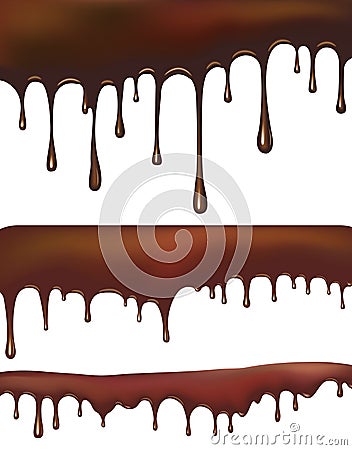 Set of chocolate drips Vector Illustration