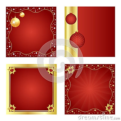 Set of Christmas backgrounds-red and golden Vector Illustration