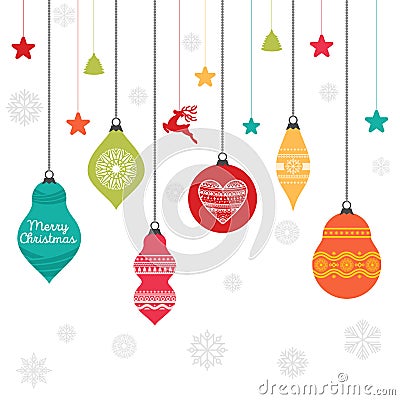 A set of Christmas balls with ornaments and decorative design elements. Vector Illustration