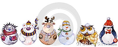 Set of Christmas characters isolated on white background Stock Photo