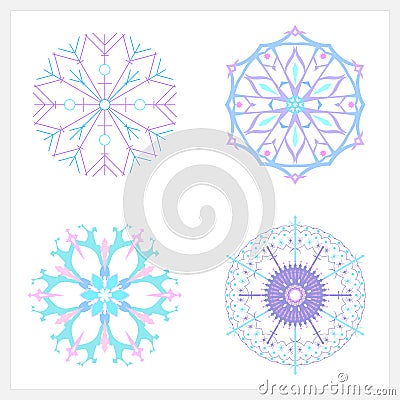 Set of Christmas Colorful Snowflake Vector Illustration