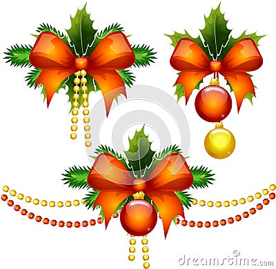 A set of Christmas decorations Vector Illustration