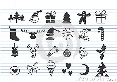 Set of Christmas doodle element Stock Photo