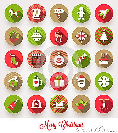 Set of Christmas flat icons Stock Photo