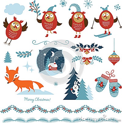 Set of Christmas graphic elements Vector Illustration