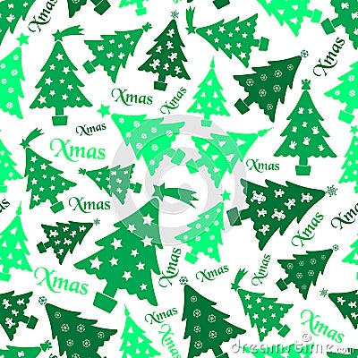 Set of christmas green tree decoration seamless pattern eps10 Vector Illustration