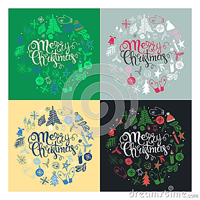 Set Christmas greeting cards Stock Photo