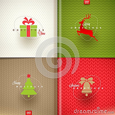 Set of Christmas greeting design Stock Photo