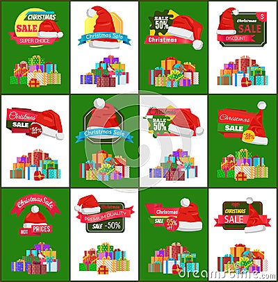 Big Set of Christmas Discounts Vector Illustration Vector Illustration