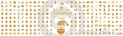 Set Christmas icons, New Year holidays icon big set in flat style collection â€“ vector Stock Photo