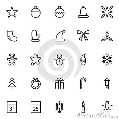 Set of christmas line icons Vector Illustration