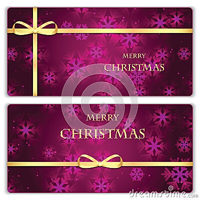 Set of Christmas and New Year banners with snowflakes Vector Illustration