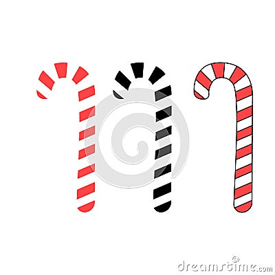 Set Christmas peppermint candy cane with stripes red, black and white stripes. Stock Photo