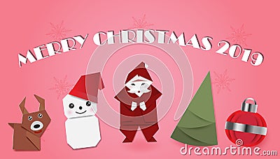 Set of Christmas on pink background Vector Illustration
