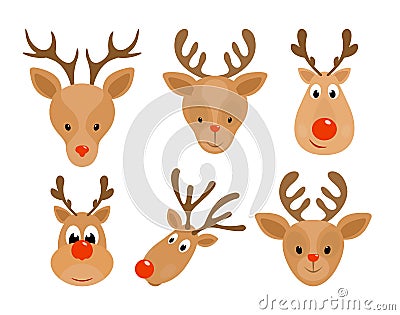 Set of Christmas reindeer Vector Illustration