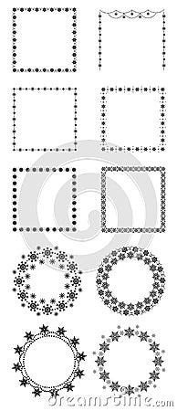 Set of christmas round and square frames isolated on white background, flat vector illustration Cartoon Illustration