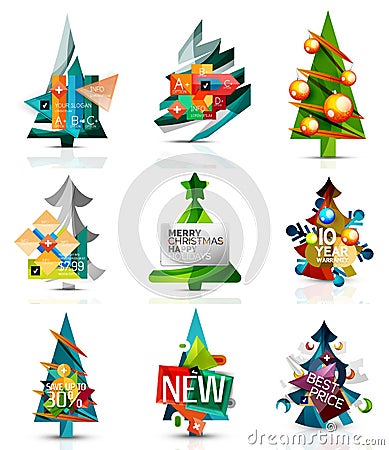 Set of Christmas sale or promotion price tags, New Vector Illustration