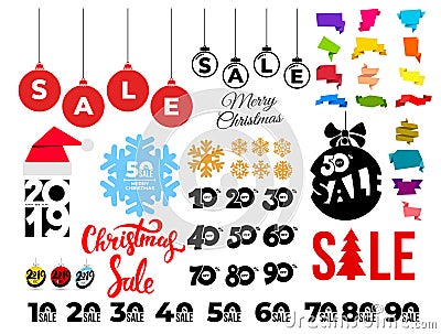 Set of Christmas sale. Template banners with hand draw pattern. Winter promotion vertical coupon. Applicable for discount flyer, Cartoon Illustration