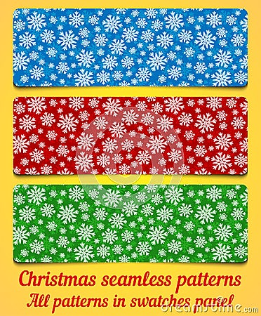 Set of Christmas seamless pattern with snowflakes Vector Illustration