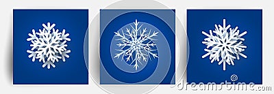 Set of Christmas snowflakes. Paper cut 3d design elements. Christmas paper cut snow flake. Vector illustration. EPS 10. Vector Illustration