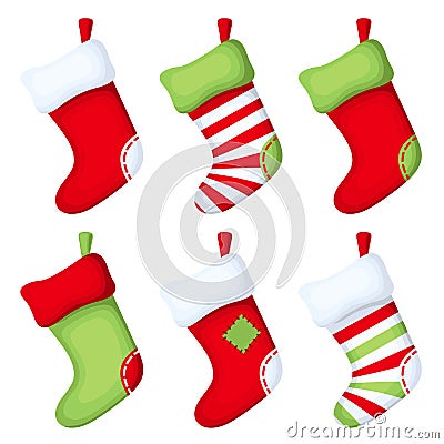 Set of Christmas socks. Vector illustration. Vector Illustration