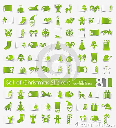 Set of Christmas stickers Vector Illustration