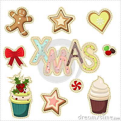 Set of christmas stickers Stock Photo