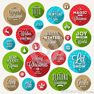 Set of Christmas type design Stock Photo