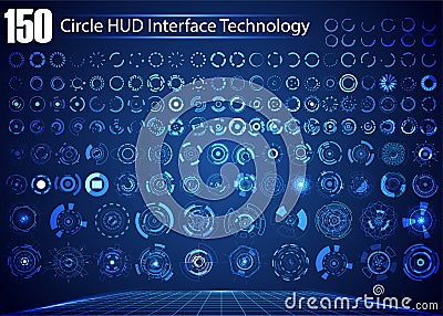Set of Circle Abstract Digital Technology UI Futuristic HUD Virtual Interface Elements Sci- Fi Modern User For Graphic Motion, Th Vector Illustration