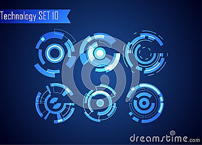 Set of Circle Abstract Digital Technology UI Futuristic HUD Virtual Interface Elements Sci- Fi Modern User For Graphic Motion, Th Vector Illustration