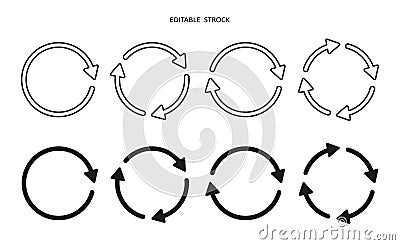 Set of circle arrow vector icons. Recycling icon. Circular arrows. Refresh and reload arrow icon. Repeat cycle symbol Vector Illustration