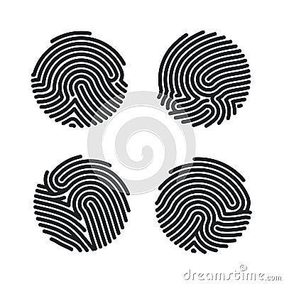 Set of Circle Fingerprint icons design for app. Finger print flat scan. Personal Id for authorization. Vector illustration Vector Illustration