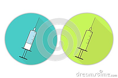 Set of circle icon of syringe. Template for background, banner, card, poster. Vector EPS10 illustration. Vector Illustration