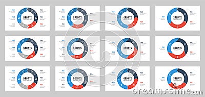 set of circle infographic element vector with 3, 4, 5, 6 points, steps, options, list, processes, can be used for workflow, report Vector Illustration